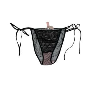 NWT-Victoria’s Secret Panties|Size S|See Through|Pink|Black|Adjustable Tie Sides